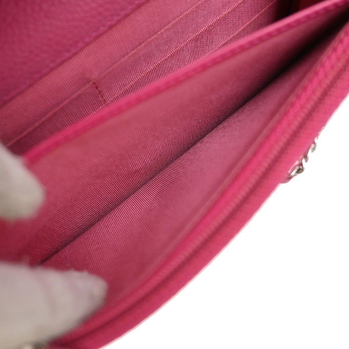 Chanel Wallet on Chain Quilted Grained Calfskin, PINK, LEATHER, Clutche & pouche