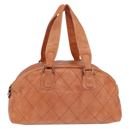 Chanel Cloudy Bundle Bowler Bag Quilted Lambskin, BROWN, LEATHER, Handbag