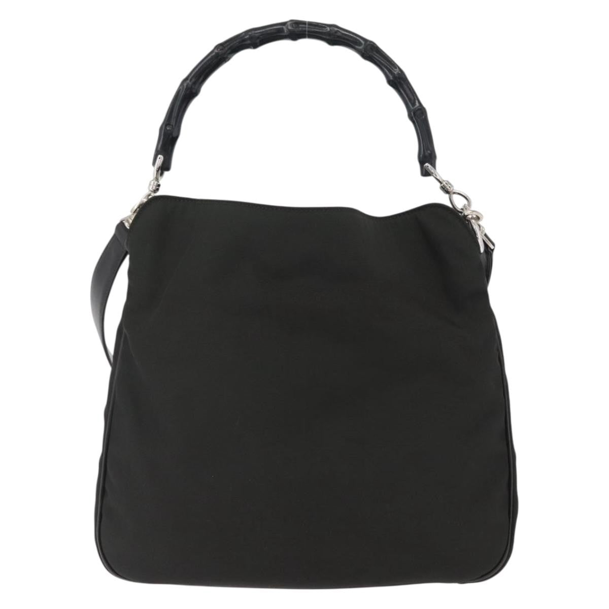 Gucci Vintage Bamboo Handle Bag Nylon, BLACK, NYLON, Handbag