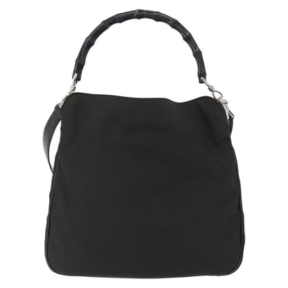 Gucci Vintage Bamboo Handle Bag Nylon, BLACK, NYLON, Handbag