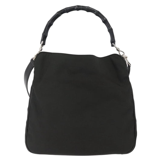 Gucci Vintage Bamboo Handle Bag Nylon, BLACK, NYLON, Handbag