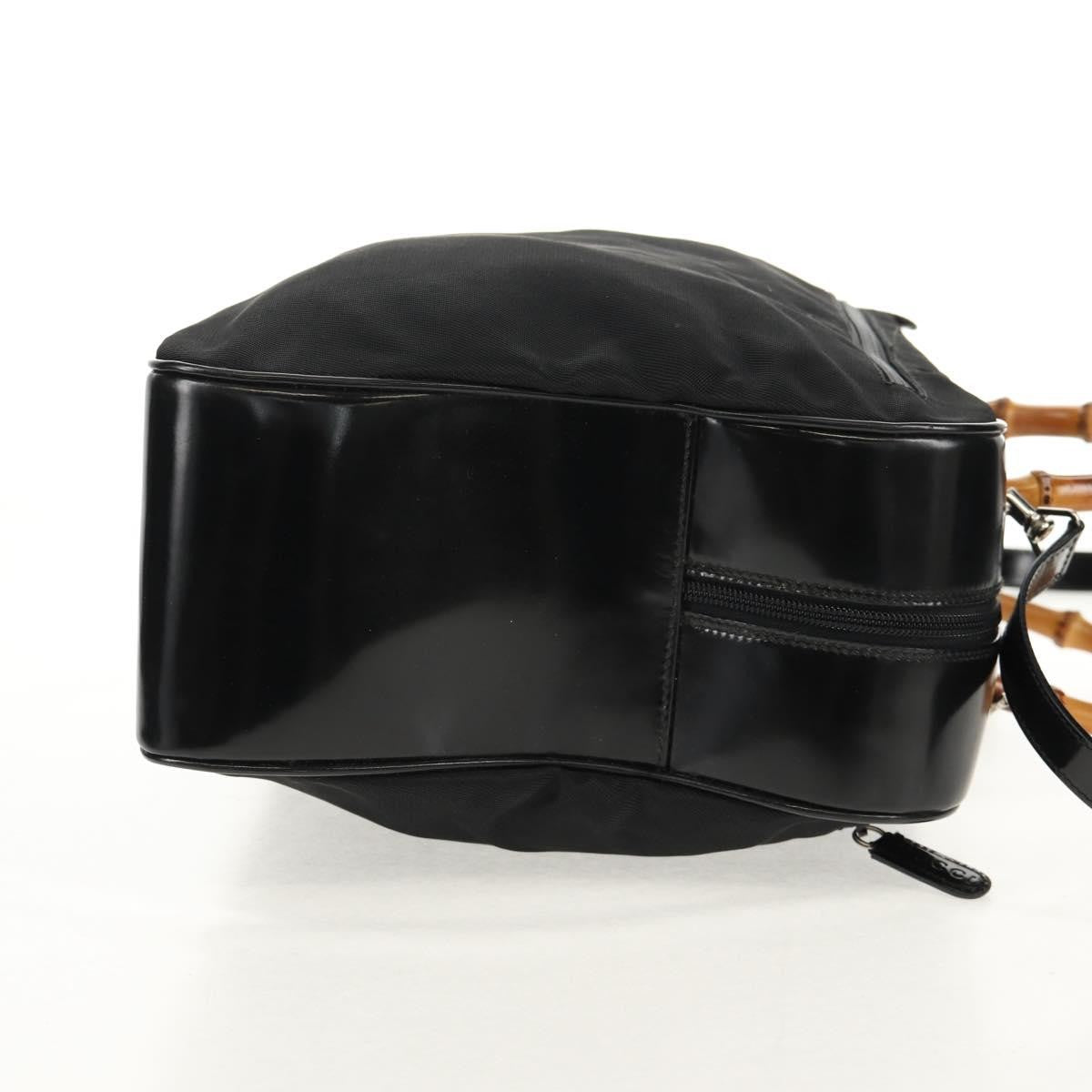 Gucci Vintage Bamboo Handle Bag Nylon, Black, Nylon, Handbag