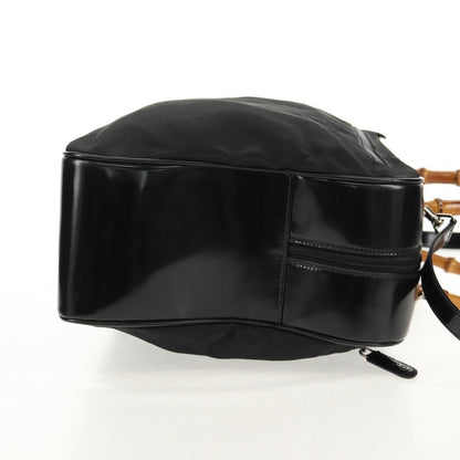 Gucci Vintage Bamboo Handle Bag Nylon, Black, Nylon, Handbag