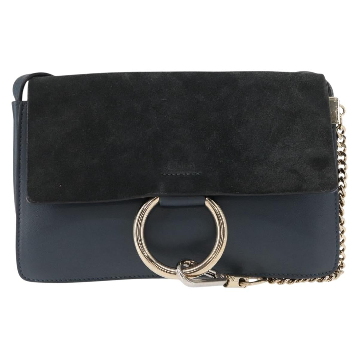 Chloe Faye Shoulder Bag Leather and Suede, GREEN, SUEDE, Shoulder bag