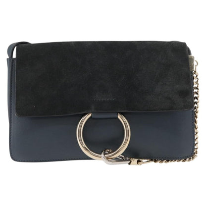 Chloe Faye Shoulder Bag Leather and Suede, GREEN, SUEDE, Shoulder bag