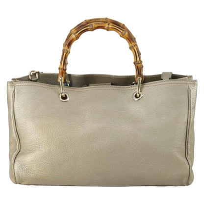 Gucci Bamboo Shopper Tote Leather, BEIGE, LEATHER, Tote bag