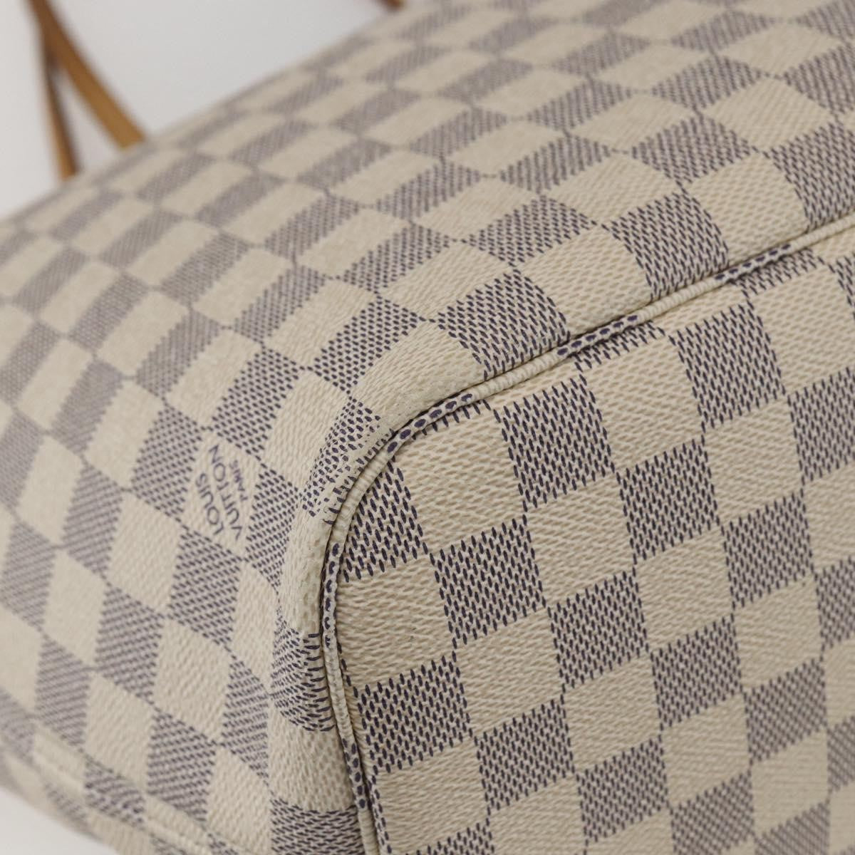 Louis Vuitton Neverfull Tote Damier azur, WHITE, CANVAS, Tote bag