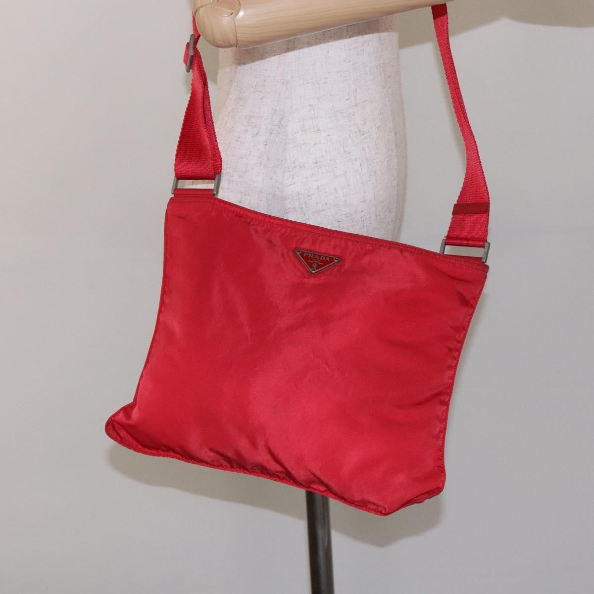 Prada Flat Messenger Bag Tessuto, Red, Nylon, Crossbody Bag