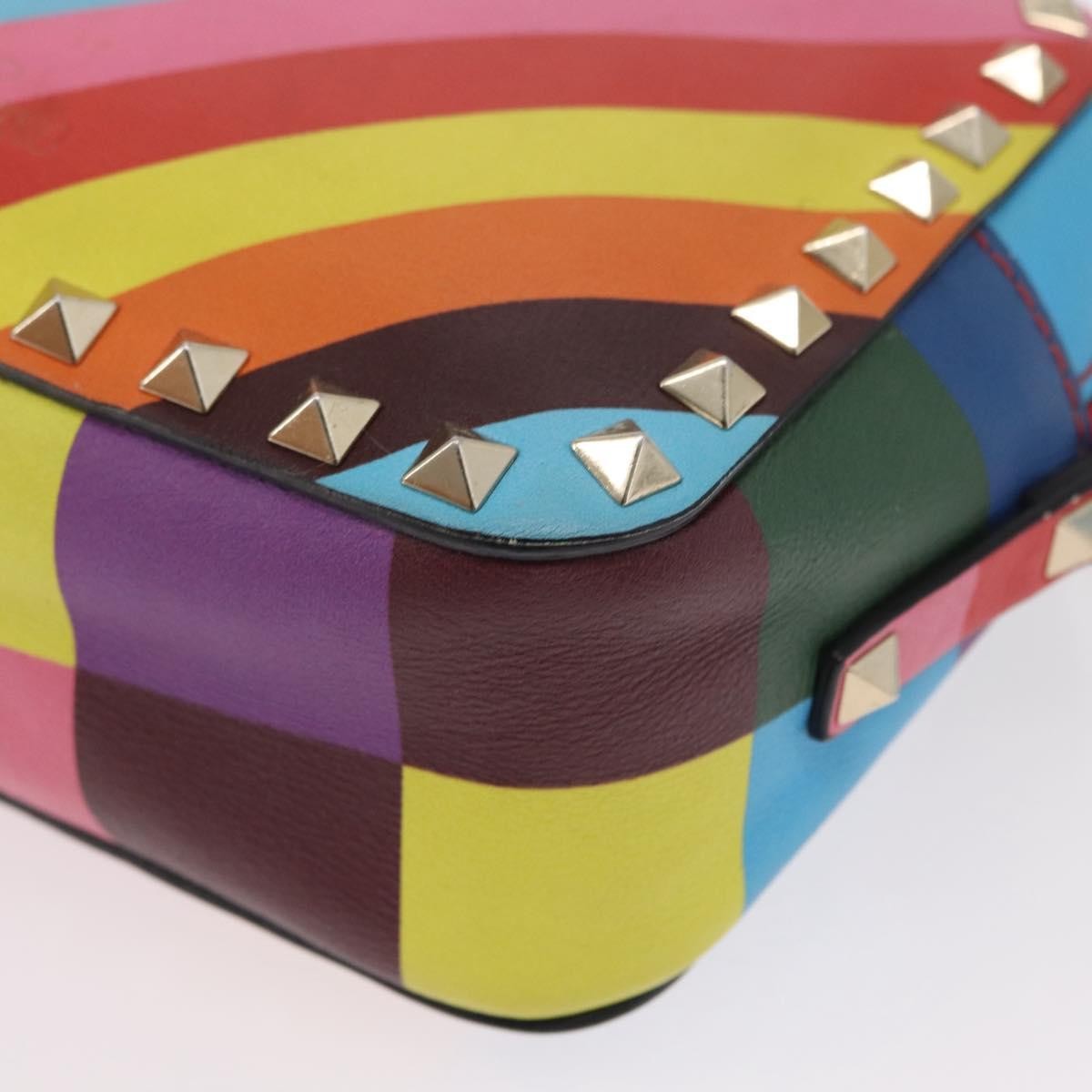 Valentino Garavani Rockstud 1973 Camera Crossbody Bag Striped Leather, GOLD, LEATHER, Shoulder bag