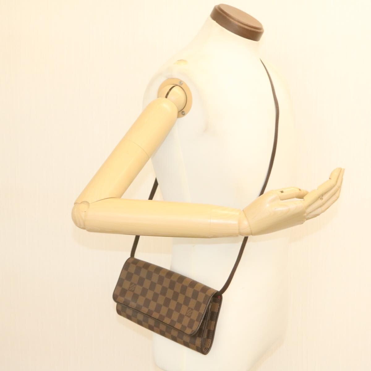 Louis Vuitton Twin Handbag Damier, BROWN, CANVAS, Handbag