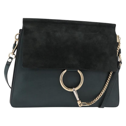Chloe Faye Shoulder Bag Leather and Suede, KHAKI, SUEDE, Shoulder bag