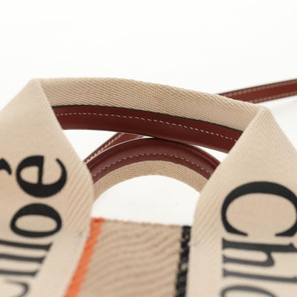 Chloe Woody Tote Canvas with Leather, MULTICOLOUR, CANVAS, Tote bag