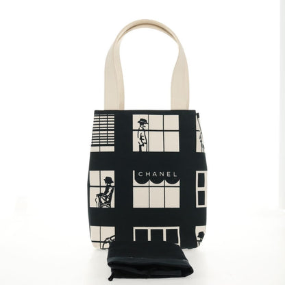 Chanel Coco Window Tote Printed Canvas, BLACK, CANVAS, Tote bag
