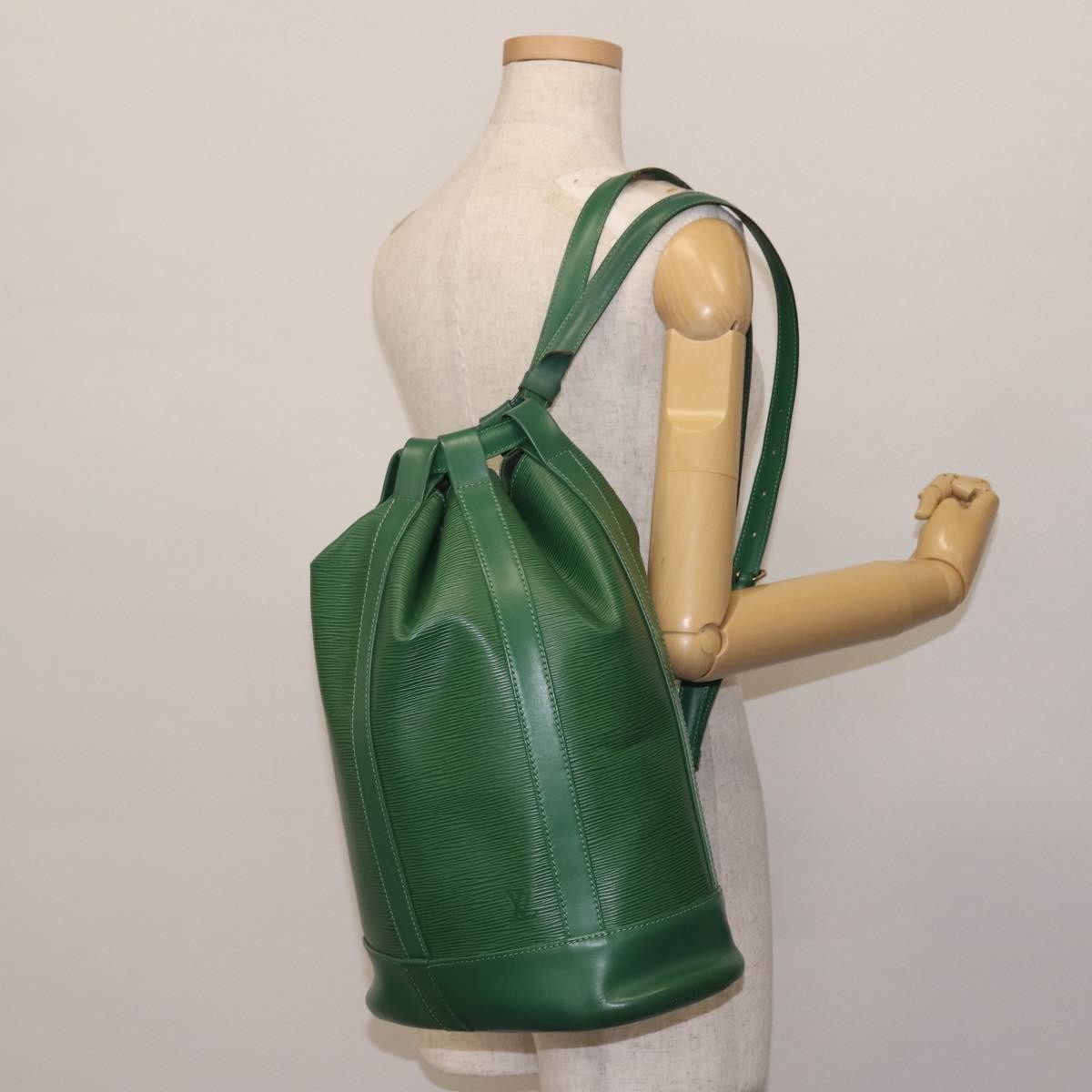 Louis Vuitton Randonnee Backpack Epi Leather, GREEN, LEATHER, Shoulder bag