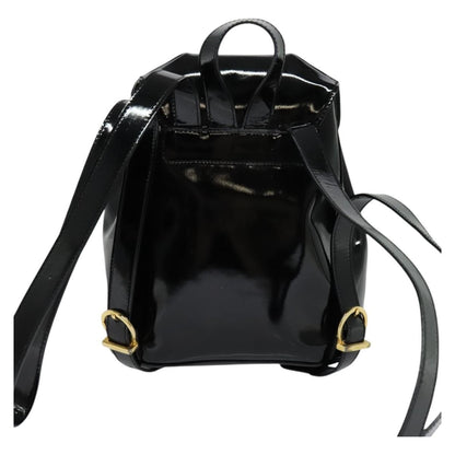 Salvatore Ferragamo Gancini Flap Drawstring Backpack Patent leather, BLACK, PATENT_LEATHER, Backpack