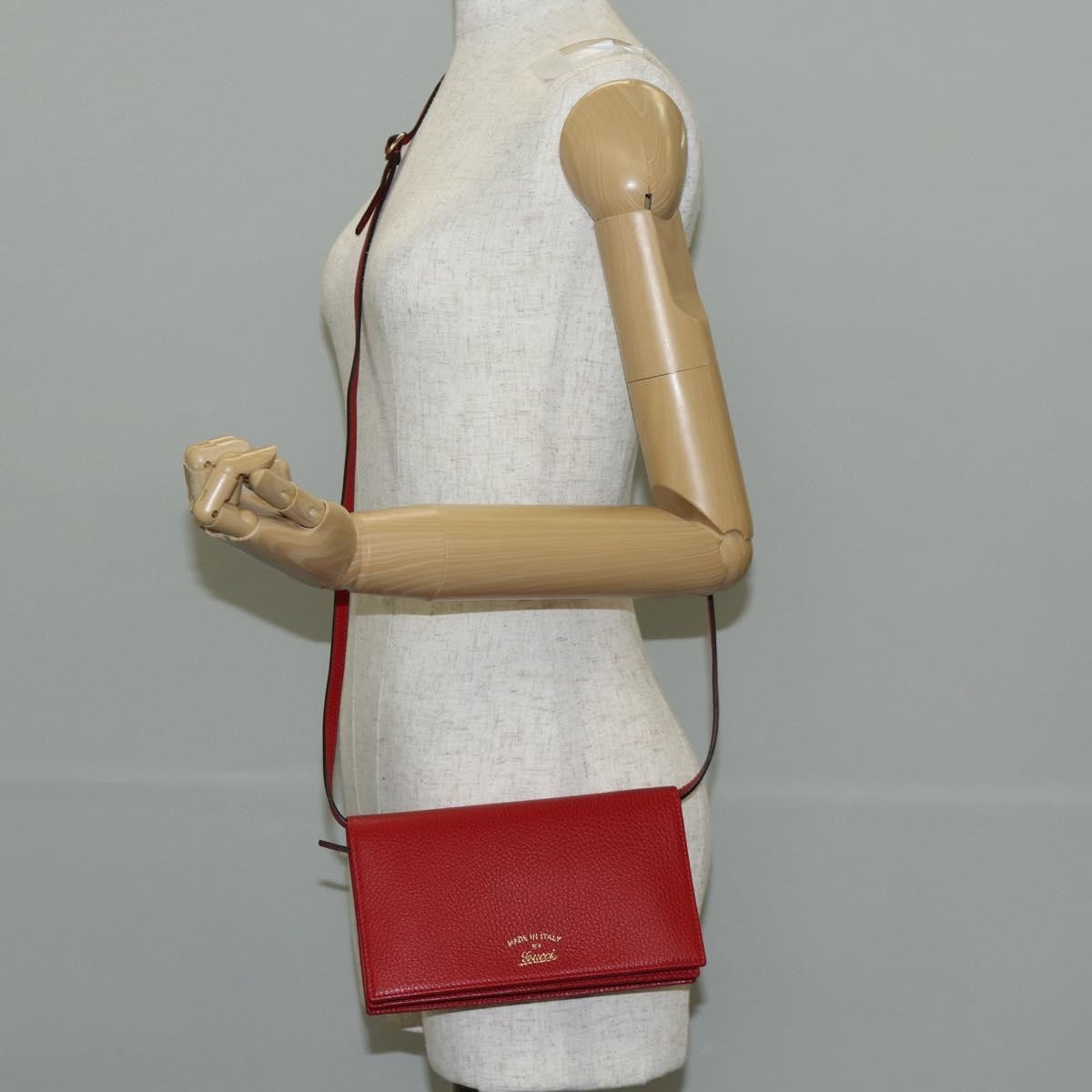 Gucci Wallet on Strap Leather, RED, LEATHER, Wallets
