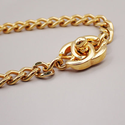 Chanel Vintage Turnlock Reissue Chain Necklace Metal, Gold, Gold Plated, Necklace