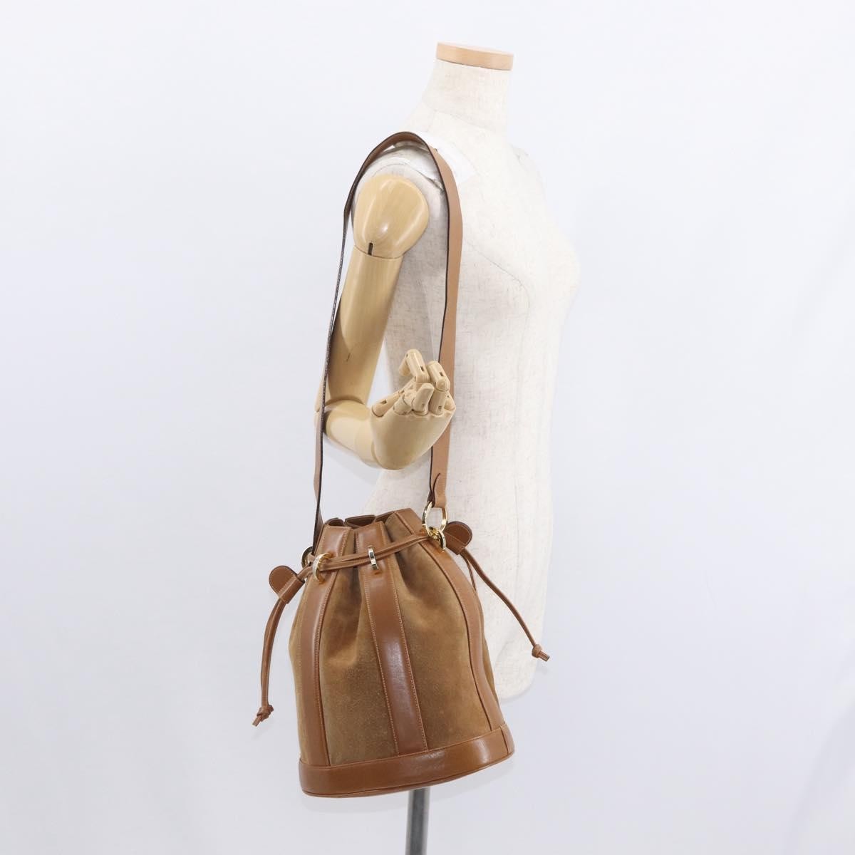 Salvatore Ferragamo Vintage Shoulder Bag Leather, BEIGE, SUEDE, Shoulder bag
