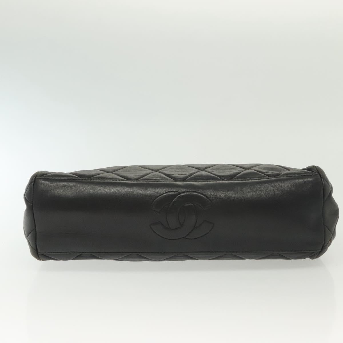 Chanel Vintage Chain Frame Bag Quilted Lambskin, BLACK, LEATHER, Shoulder bag