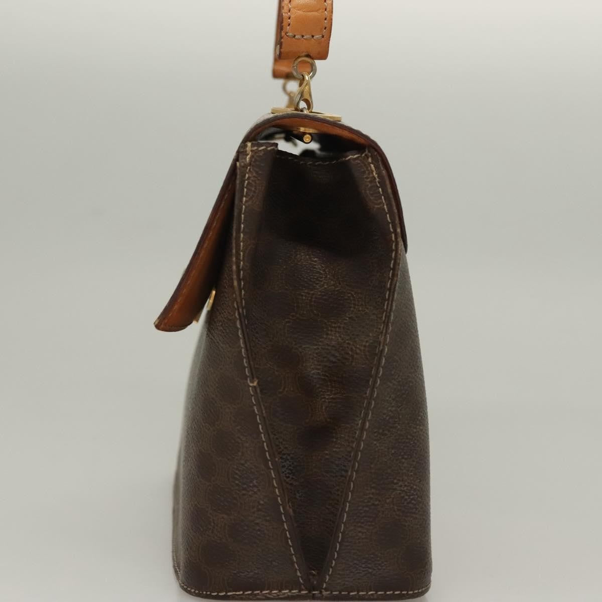 Celine Macadam Handbag Macadam with leather, BROWN, CANVAS, Handbag