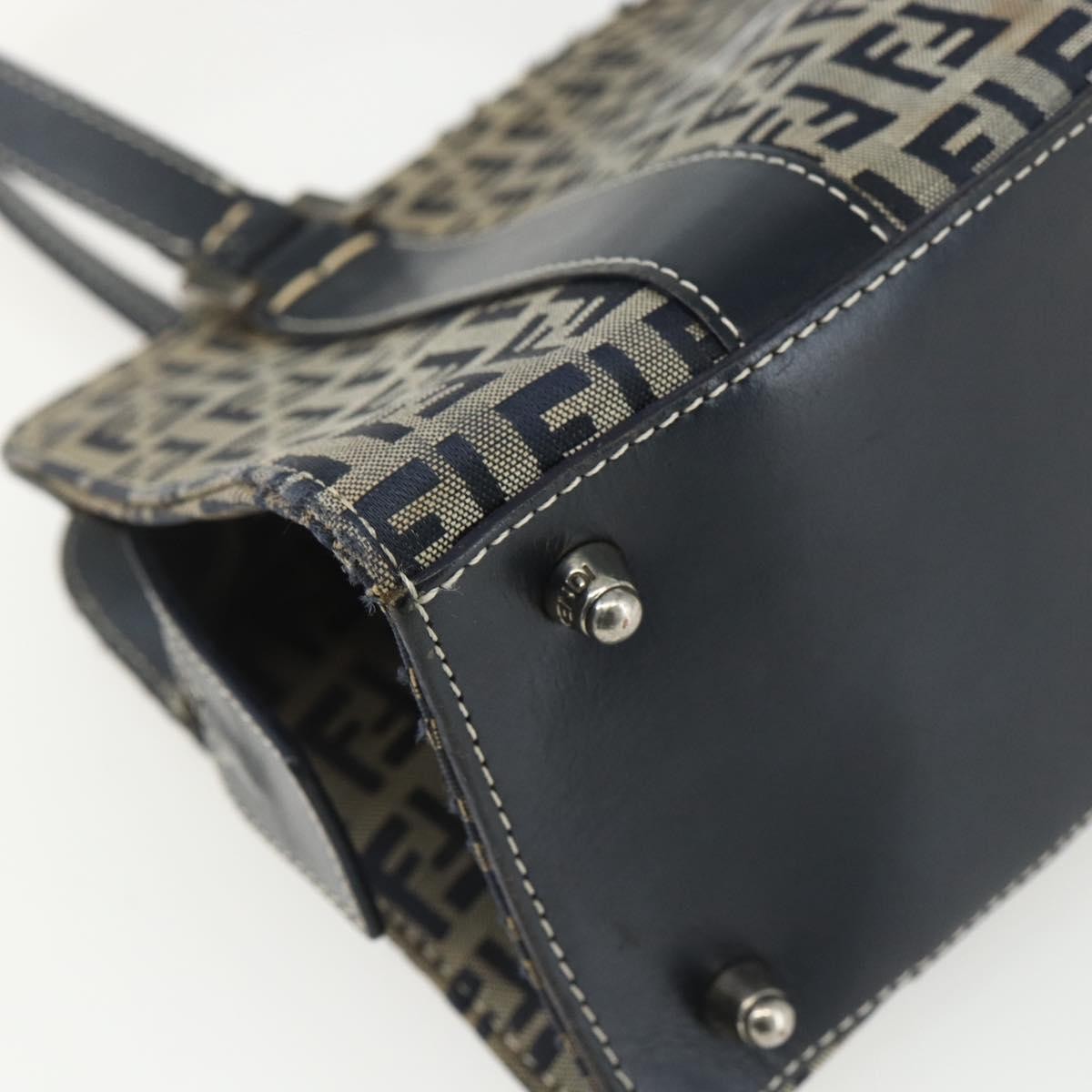 Fendi Vintage Satchel Zucchino Canvas, NAVY, CANVAS, Handbag