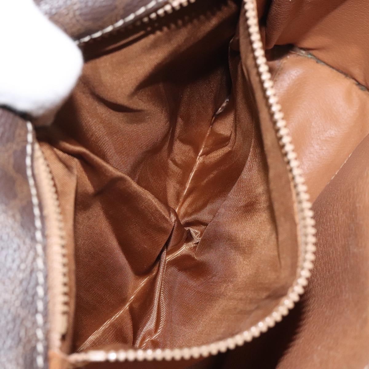 Celine Vintage Macadam Circle Logo Shoulder Bag Canvas and Leather, Brown, Canvas, Shoulder Bag
