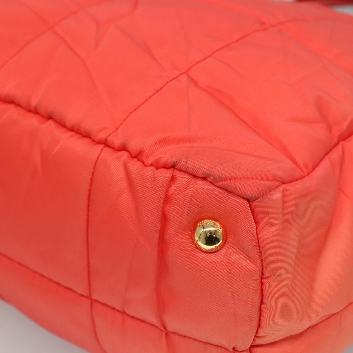 Prada Convertible Tote Quilted Tessuto, ORANGE, NYLON, Handbag