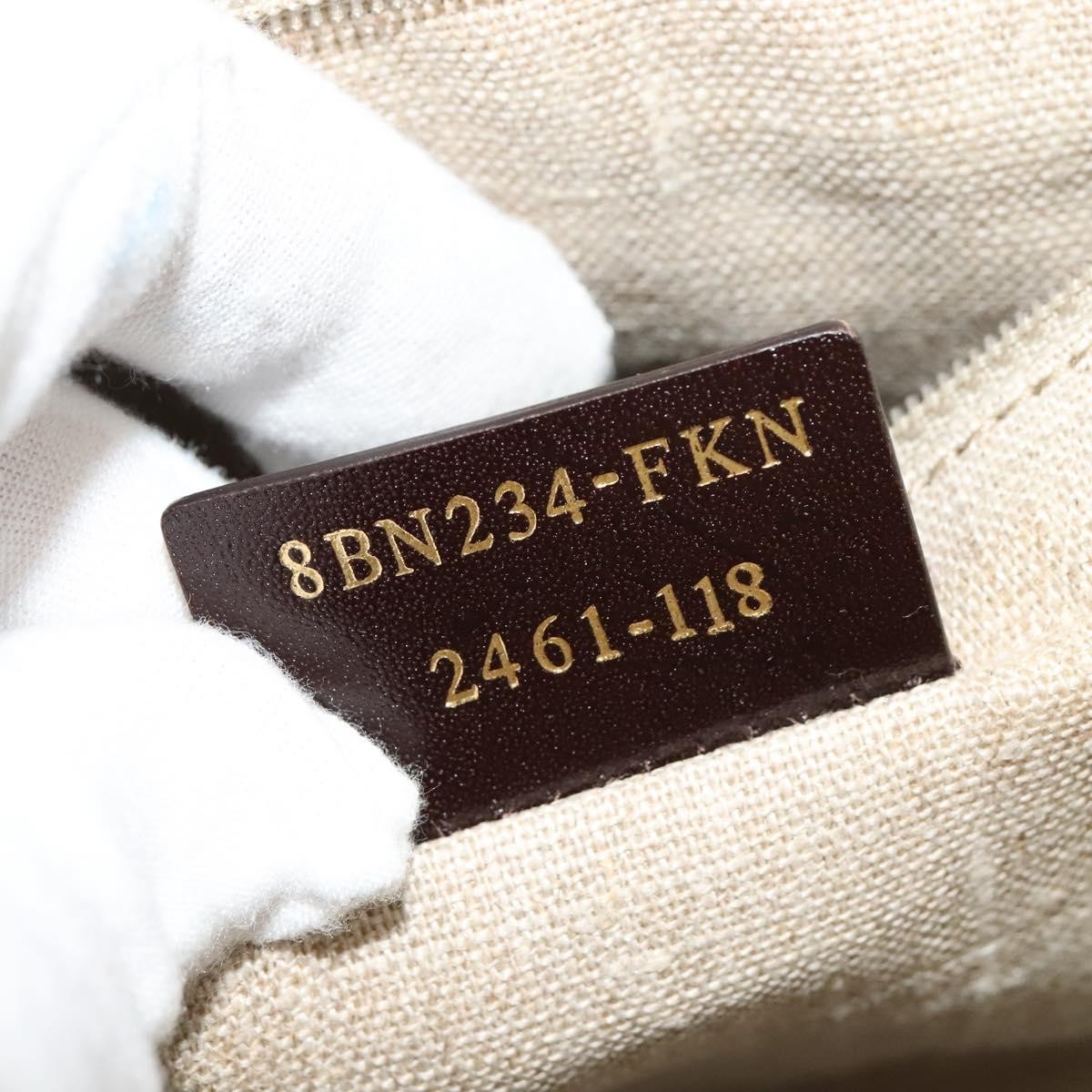 Fendi Silvana Bag Leather with Pequin Canvas, BROWN, LEATHER, Shoulder bag