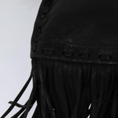 Prada Fringe Flap Crossbody Bag Leather, BLACK, LEATHER, Shoulder bag