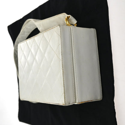 Chanel CC Logo Chain Handbag Canvas and Leather, ECRU, CALFSKIN, Handbag