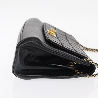 Chanel Chocolate Bar Accordion Reissue Flap Bag Quilted Lambskin, BLACK, LEATHER, Shoulder bag