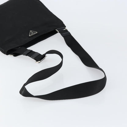 Prada Flat Messenger Bag Tessuto, BLACK, NYLON, Shoulder bag