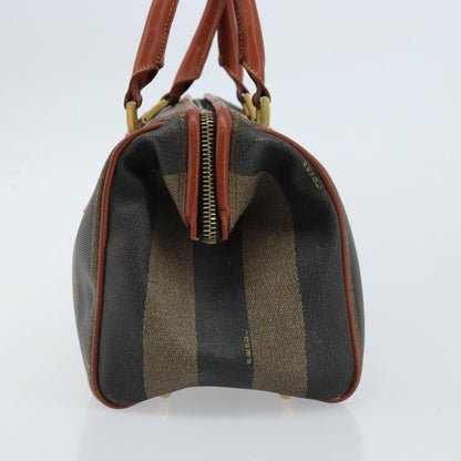 Fendi Vintage Pequin Convertible Boston Bag Coated Canvas, BROWN, CANVAS, Handbag