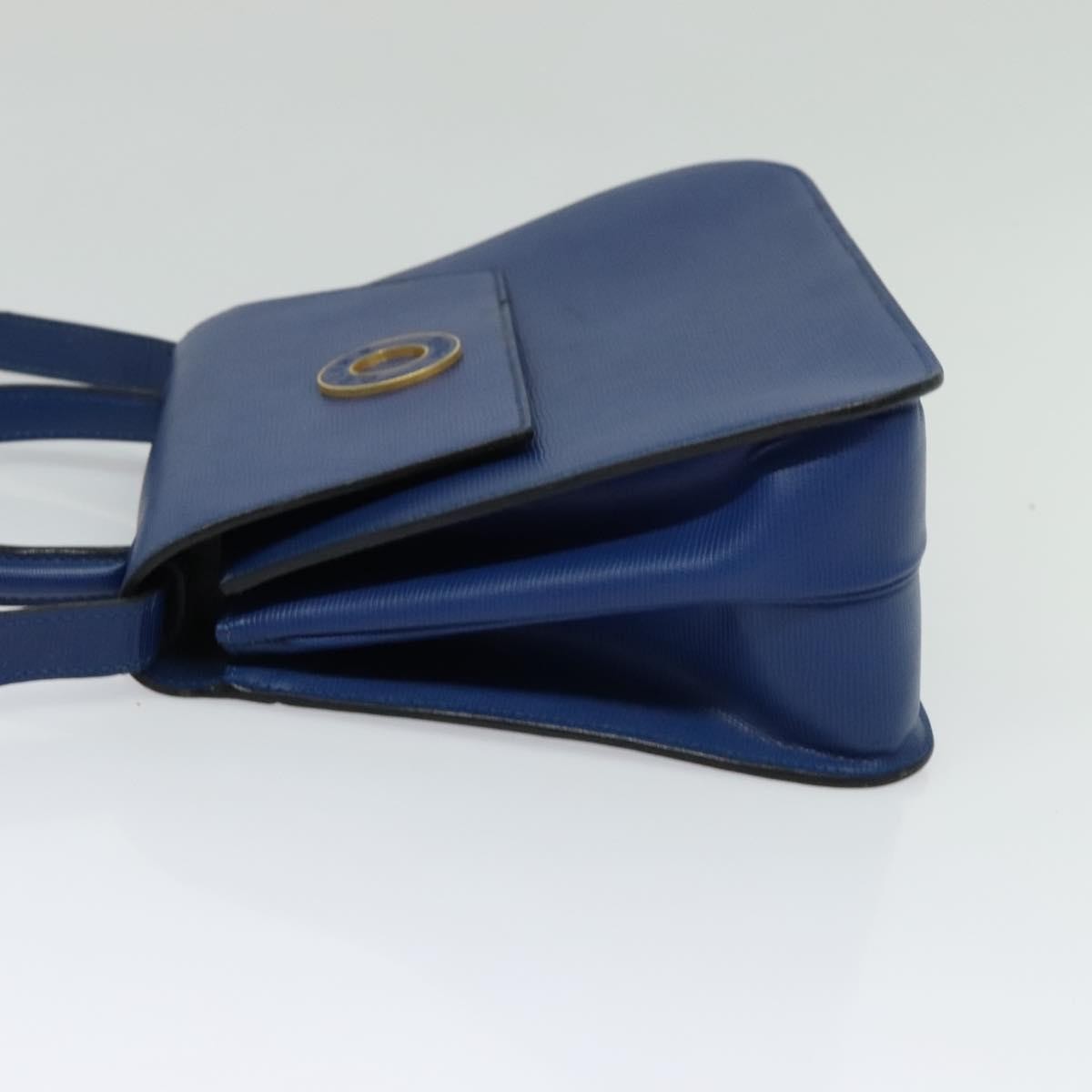 Celine Vintage Circle Logo Crossbody Bag Leather, BLUE, LEATHER, Crossbody bag