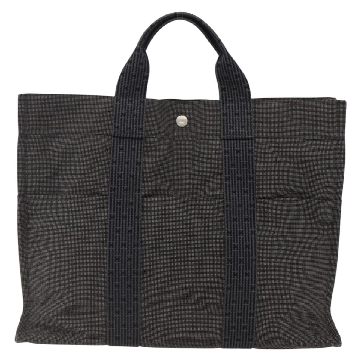 Hermes Fourre-tout Herline Canvas, GRAY, CANVAS, Tote bag