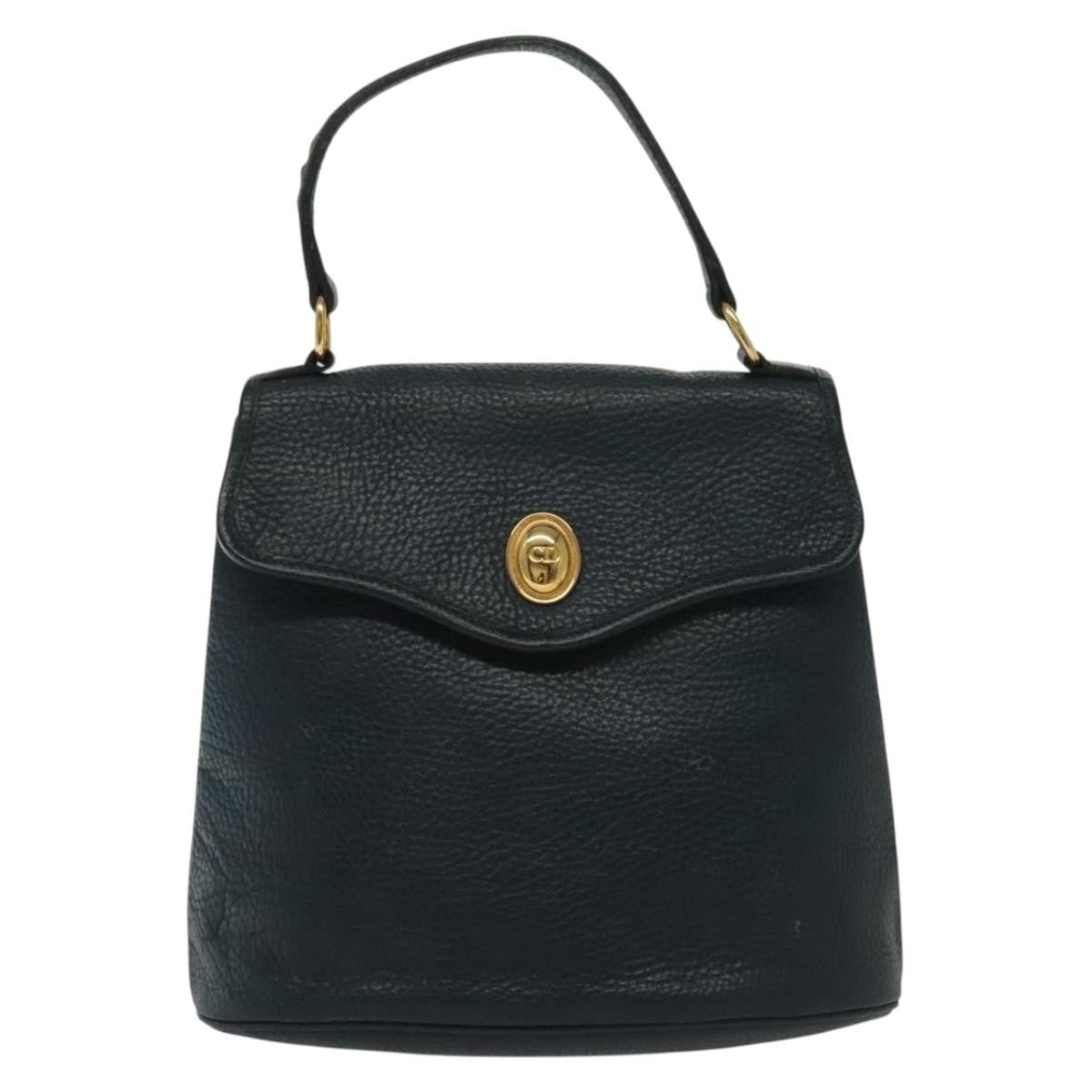 Christian Dior Vintage Handbag Leather, NAVY, LEATHER, Handbag