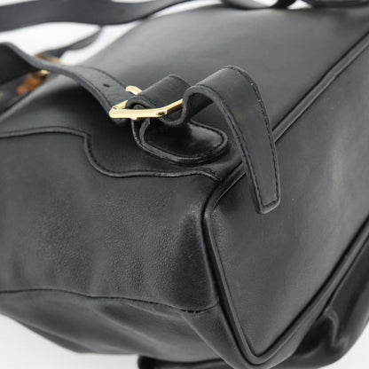 Gucci Vintage Bamboo Backpack Leather, Black, Leather, Backpack