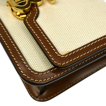 Burberry TB Flap Bag Canvas, BEIGE, CANVAS, Clutche & pouche