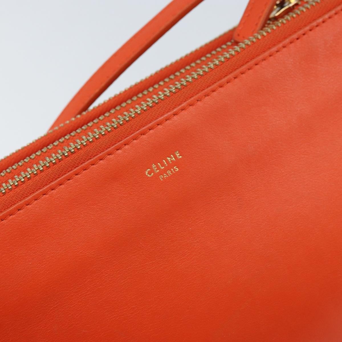 Celine Trio Crossbody Bag Leather, ORANGE, LEATHER, Shoulder bag