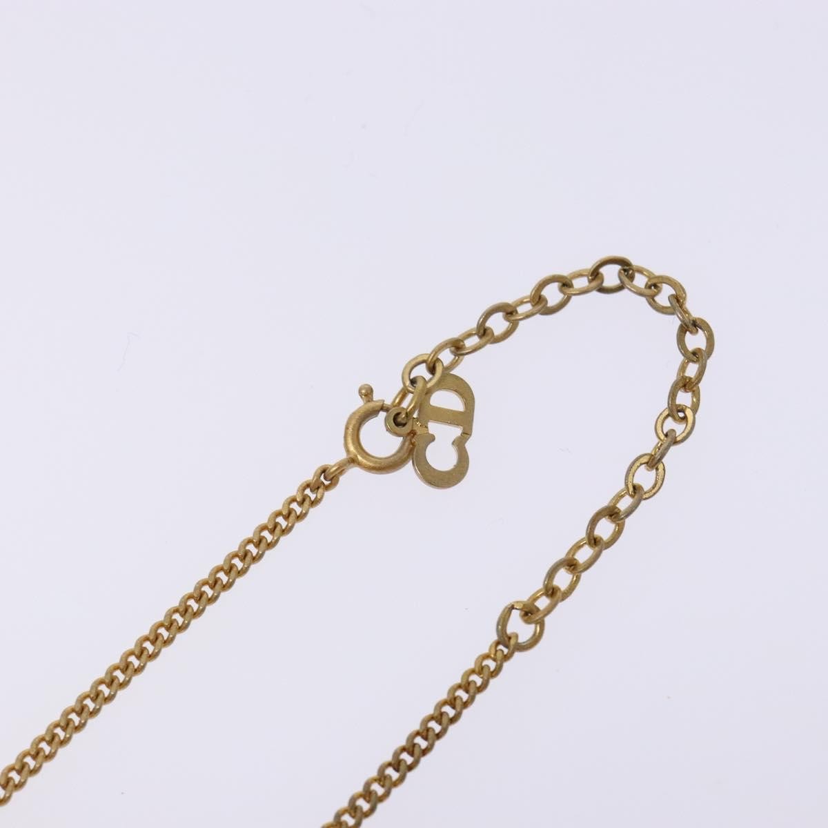 Christian Dior CD Round Pendant Necklace Metal and Crystals, GOLD, METAL, Necklace