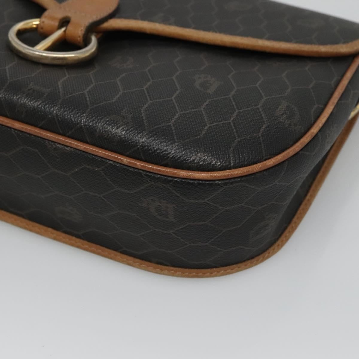 Christian Dior Vintage Honeycomb Flap Crossbody Bag Coated Canvas, BLACK, CANVAS, Crossbody bag