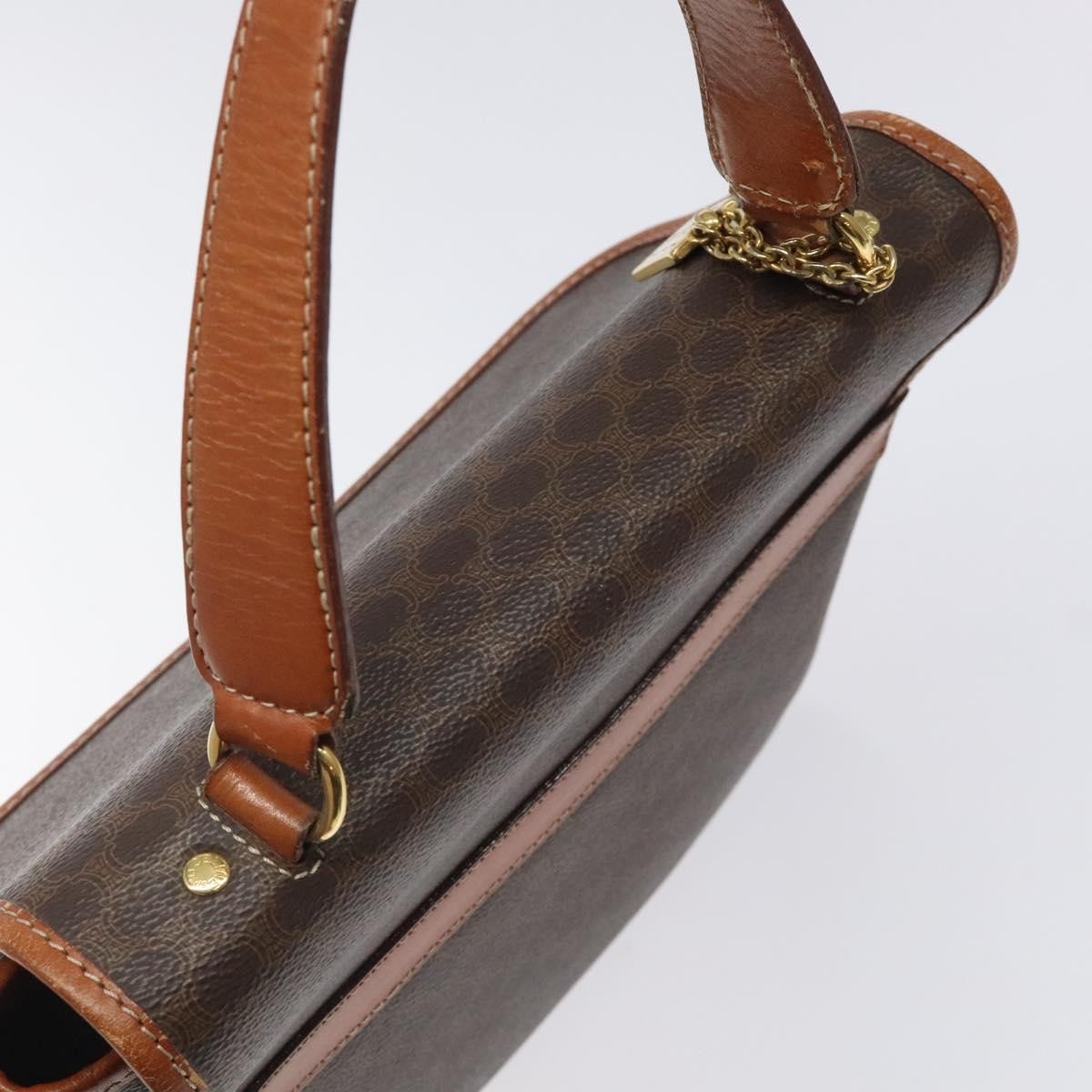 Celine Macadam Handbag Macadam with leather, BROWN, CANVAS, Handbag