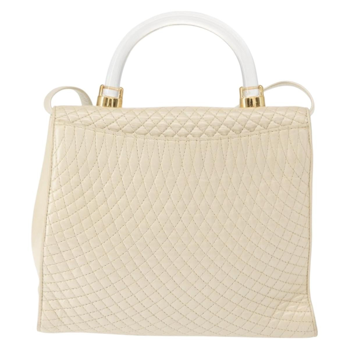 Bally Vintage Handbag Quilted Leather, BEIGE, LEATHER, Handbag