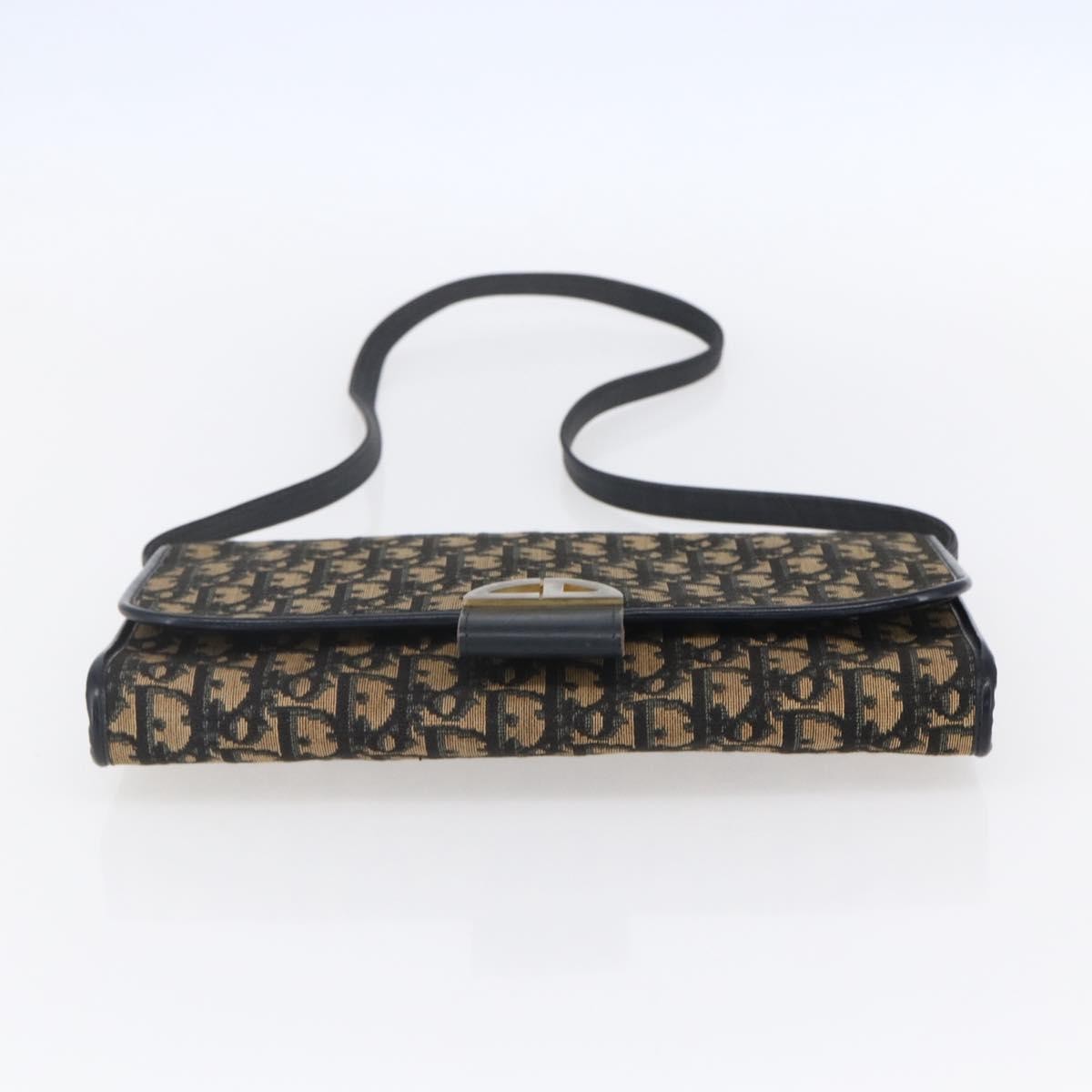 Christian Dior Vintage Trotter Flap Shoulder Bag Diorissimo Canvas, NAVY, CANVAS, Shoulder bag