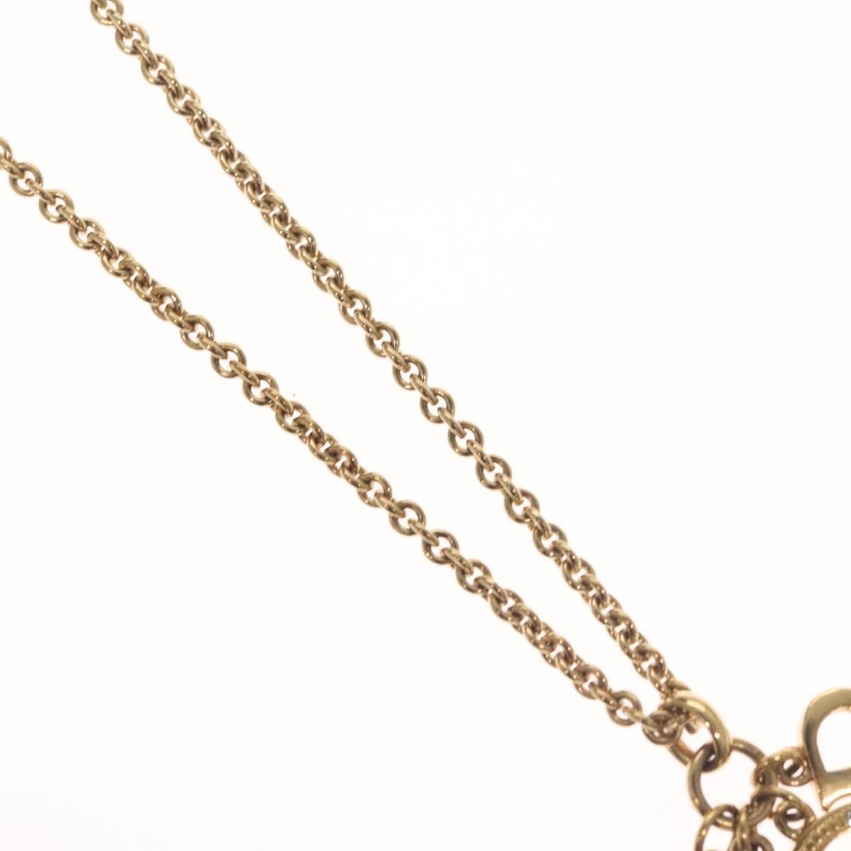 Christian Dior Logo Necklace Crystal Embellished Metal, GOLD, METAL, Necklace