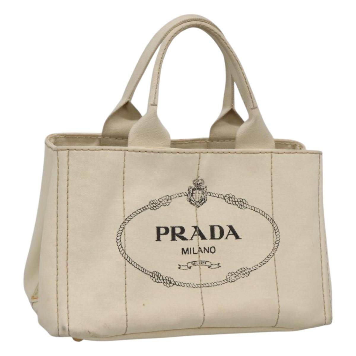 Prada Canapa Tote Canvas, White, Canvas, Tote Bag