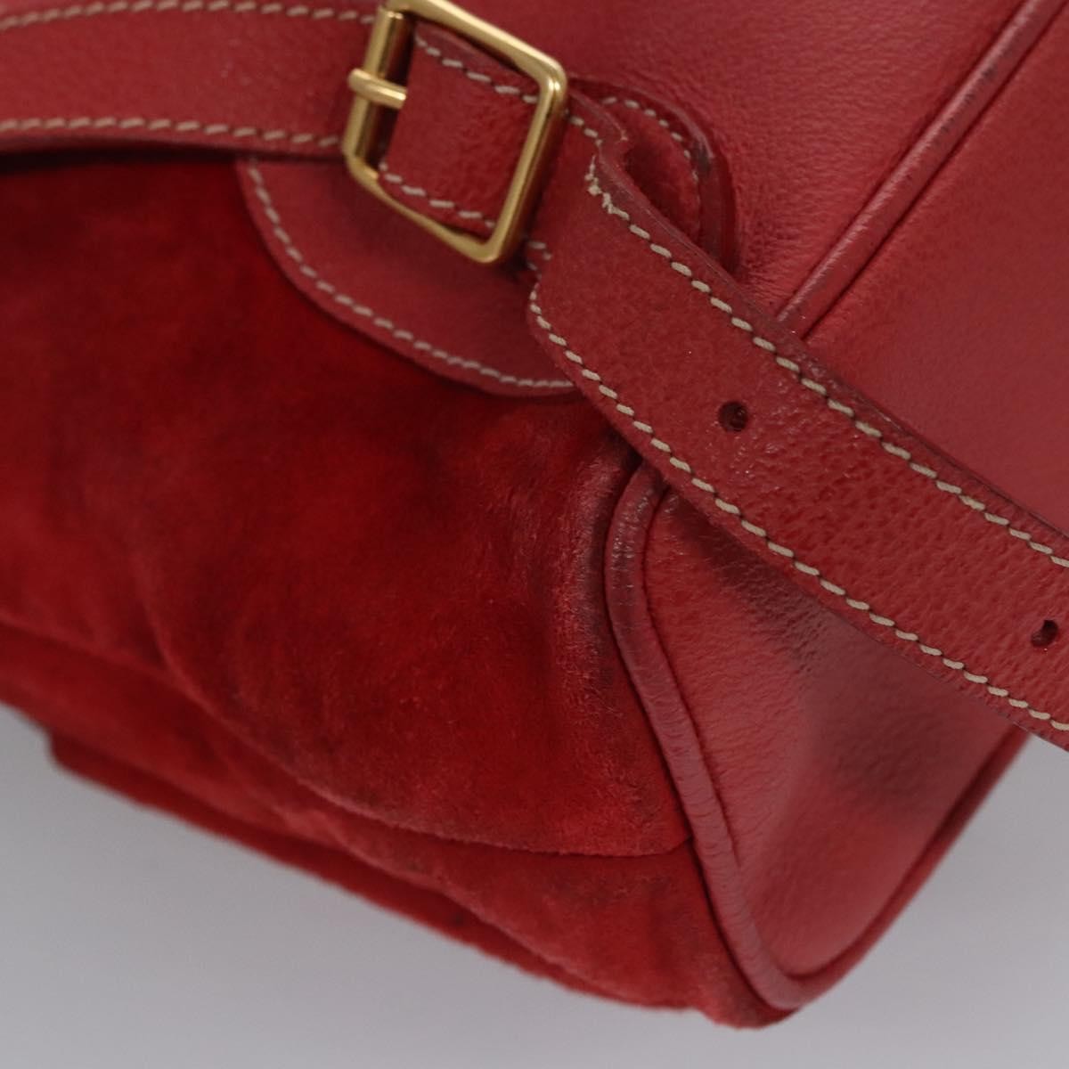 Gucci Vintage Bamboo Backpack Suede and Leather, Red, Suede, Backpack