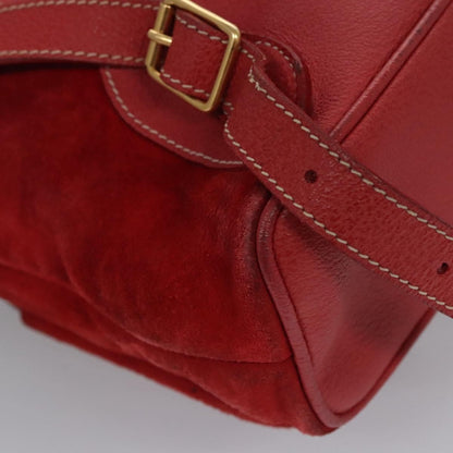 Gucci Vintage Bamboo Backpack Suede and Leather, Red, Suede, Backpack