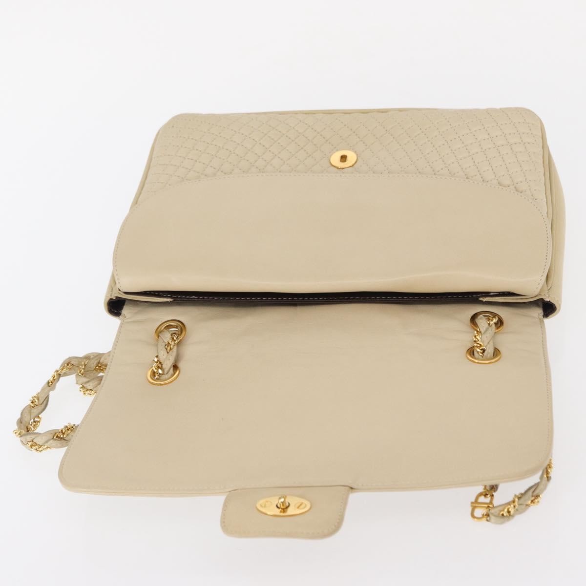 Bally Vintage Chain Shoulder Bag Quilted Leather, ECRU, LEATHER, Shoulder bag