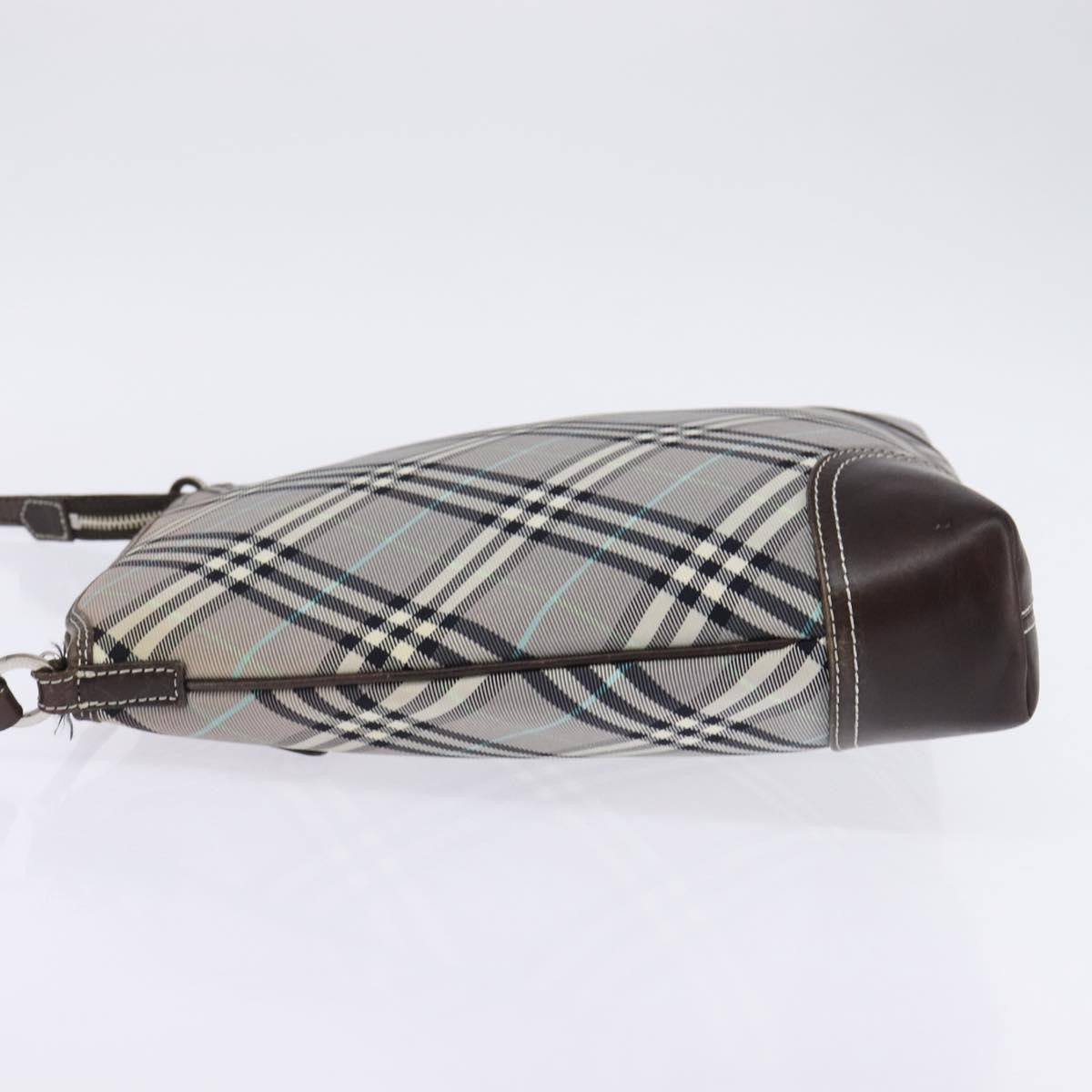 Burberry Nova Check Blue Label Canvas, Gray, Nylon, Shoulder Bag